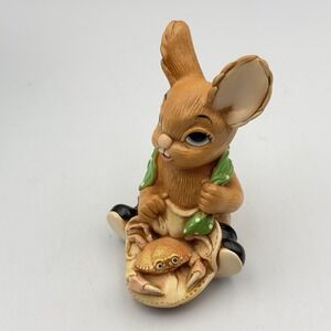 Vintage Pendelfin Rabbit Figurine NIPPER Crab Green Scarf England Easter Box